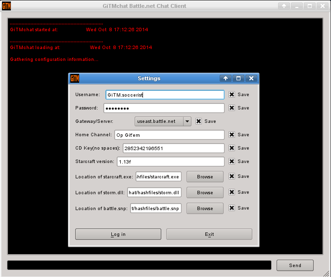 GiTMchat login dialog image